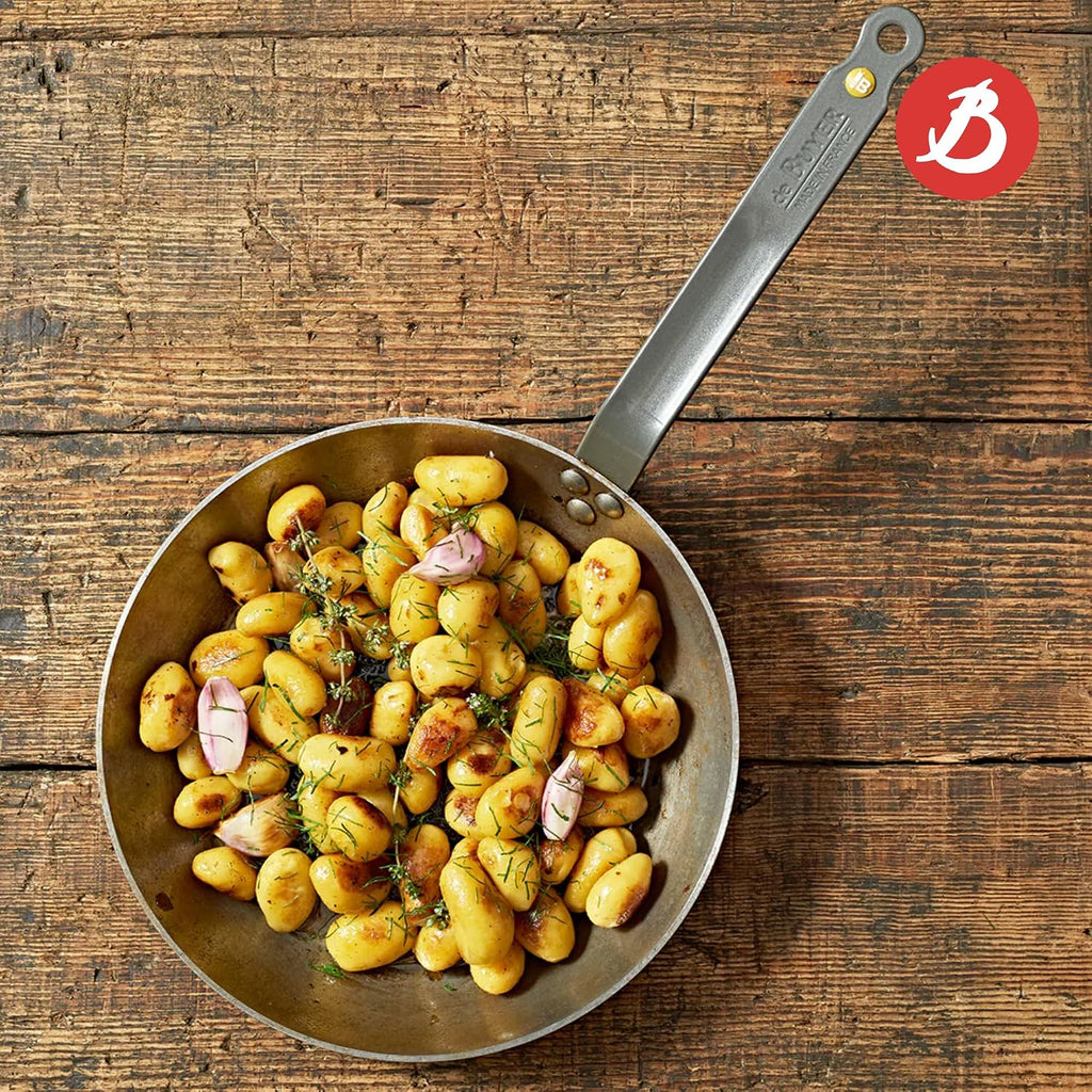 MINERAL B Carbon Steel Fry Pan - 10.25” Diameter, 7.3” Cooking Surface - Ideal for Searing, Sauteing & Reheating - Naturally Non-Stick Finish - Made in France